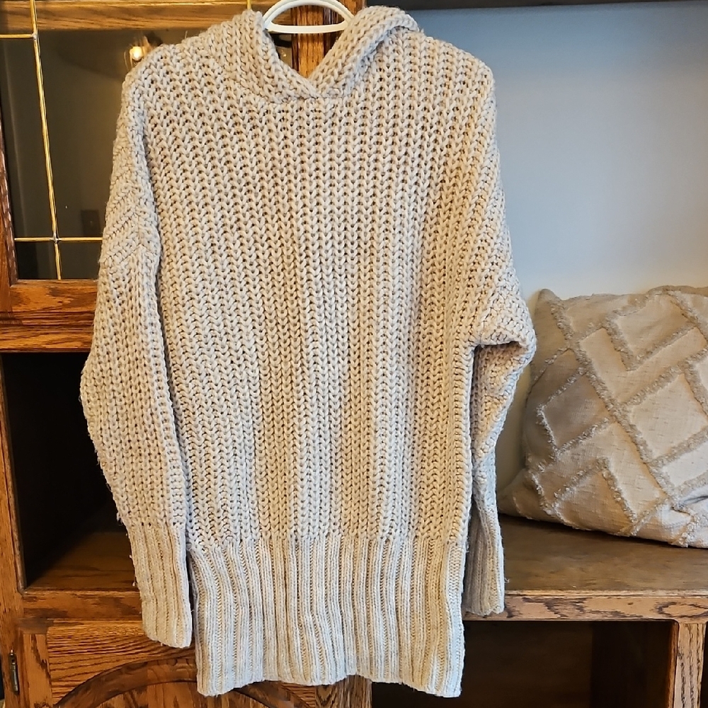 H&M Beige Knit Hoodie Sweater/Tunic